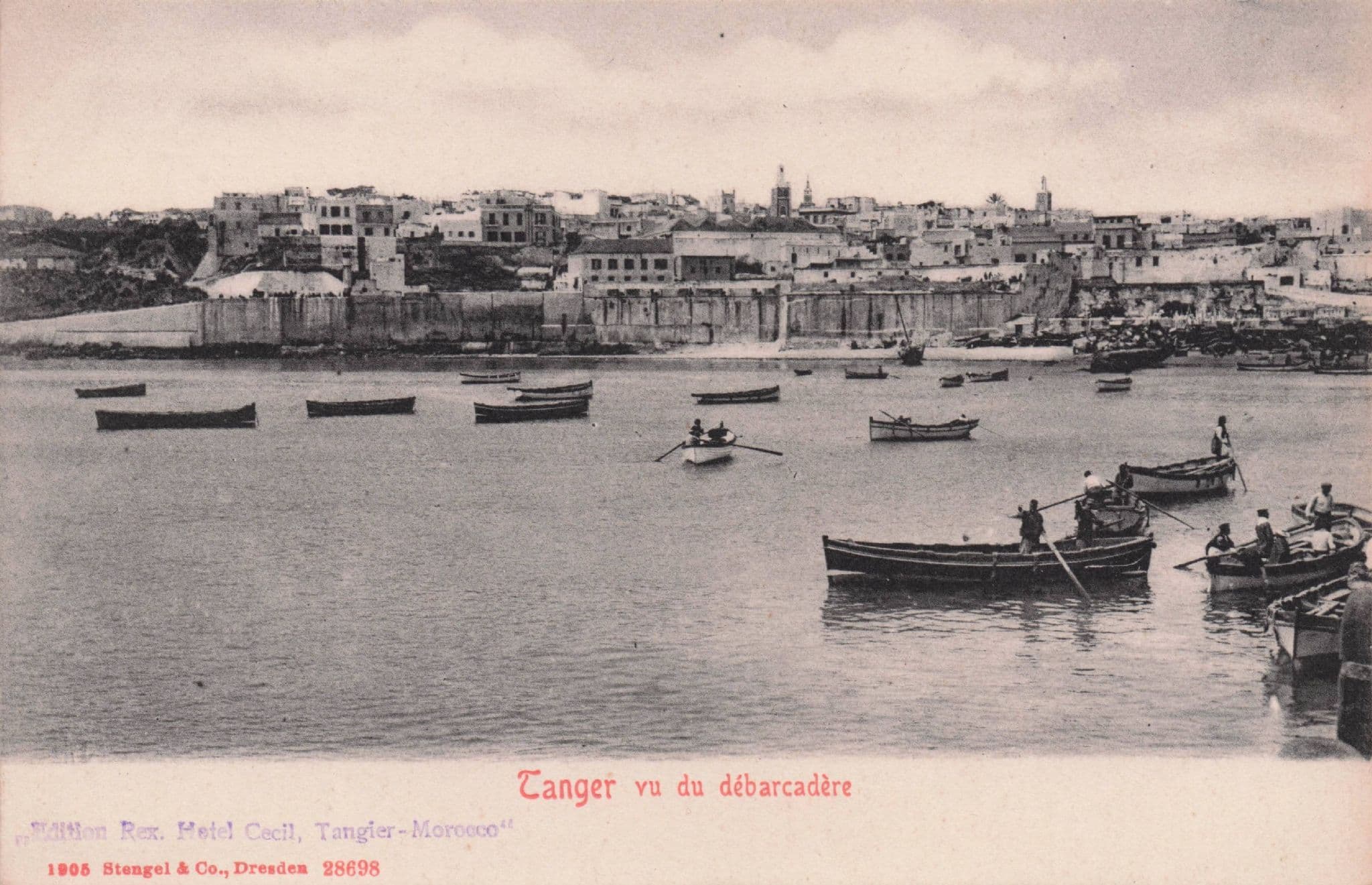 Tanger Debarcadere Rowing Boats Harbour Antique Rare Postcard