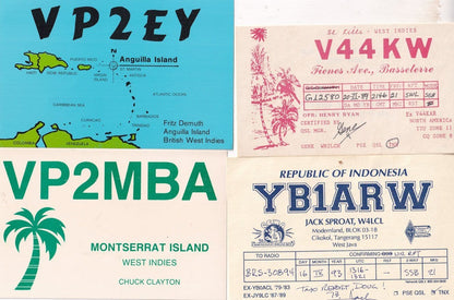 Tangerant West Java Indonesia West Indies 4x QSL Radio Card s