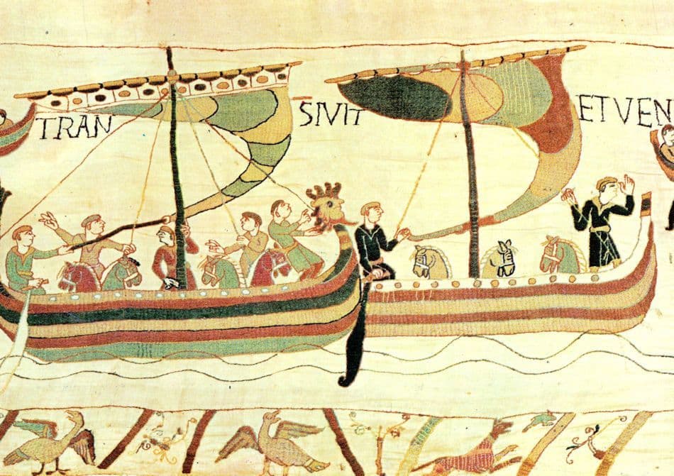 Tapisserie de Bayeux The Fleet Set Sails for England Postcard
