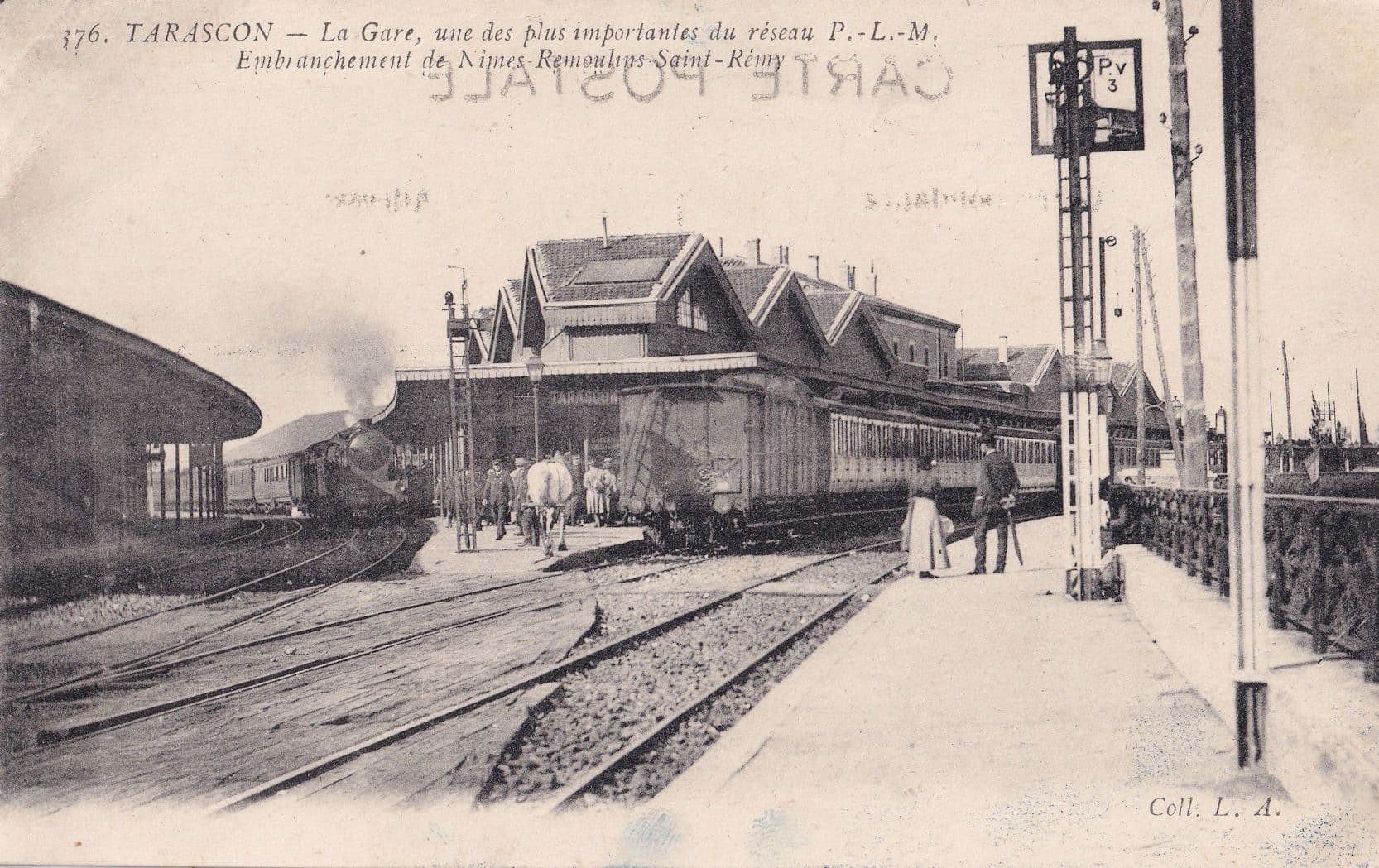 Tarascon sur Rhone France La Gare Train Station Antique Postcard