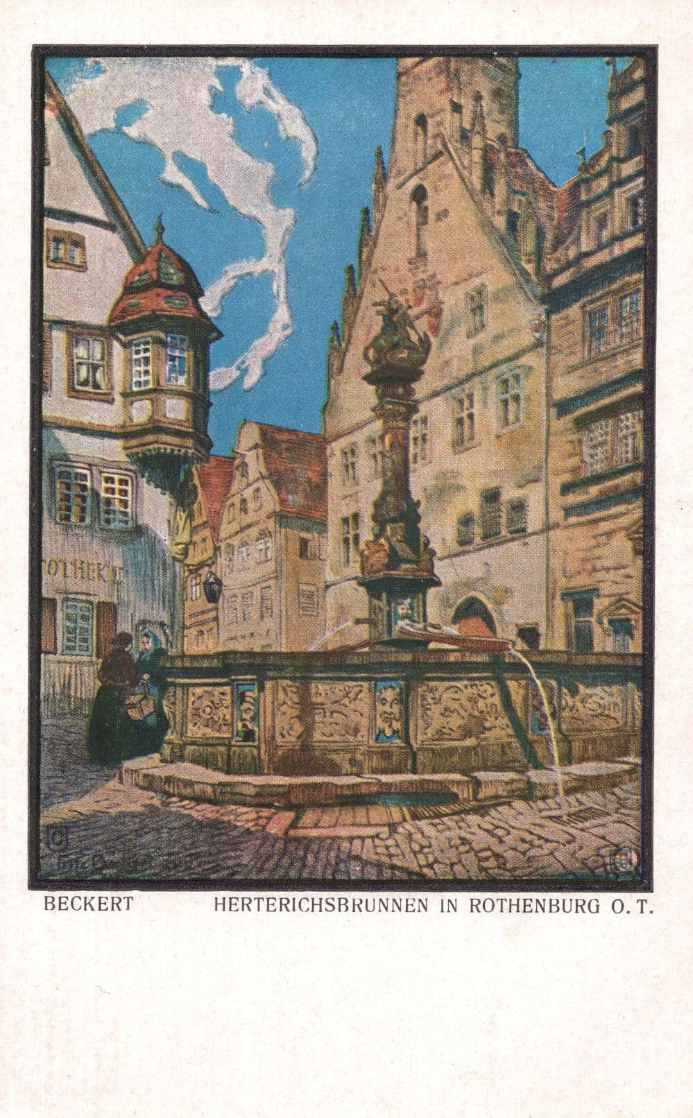 Tauber Bayern 1924 Herterichsbrunnen Rothenburg Postcard