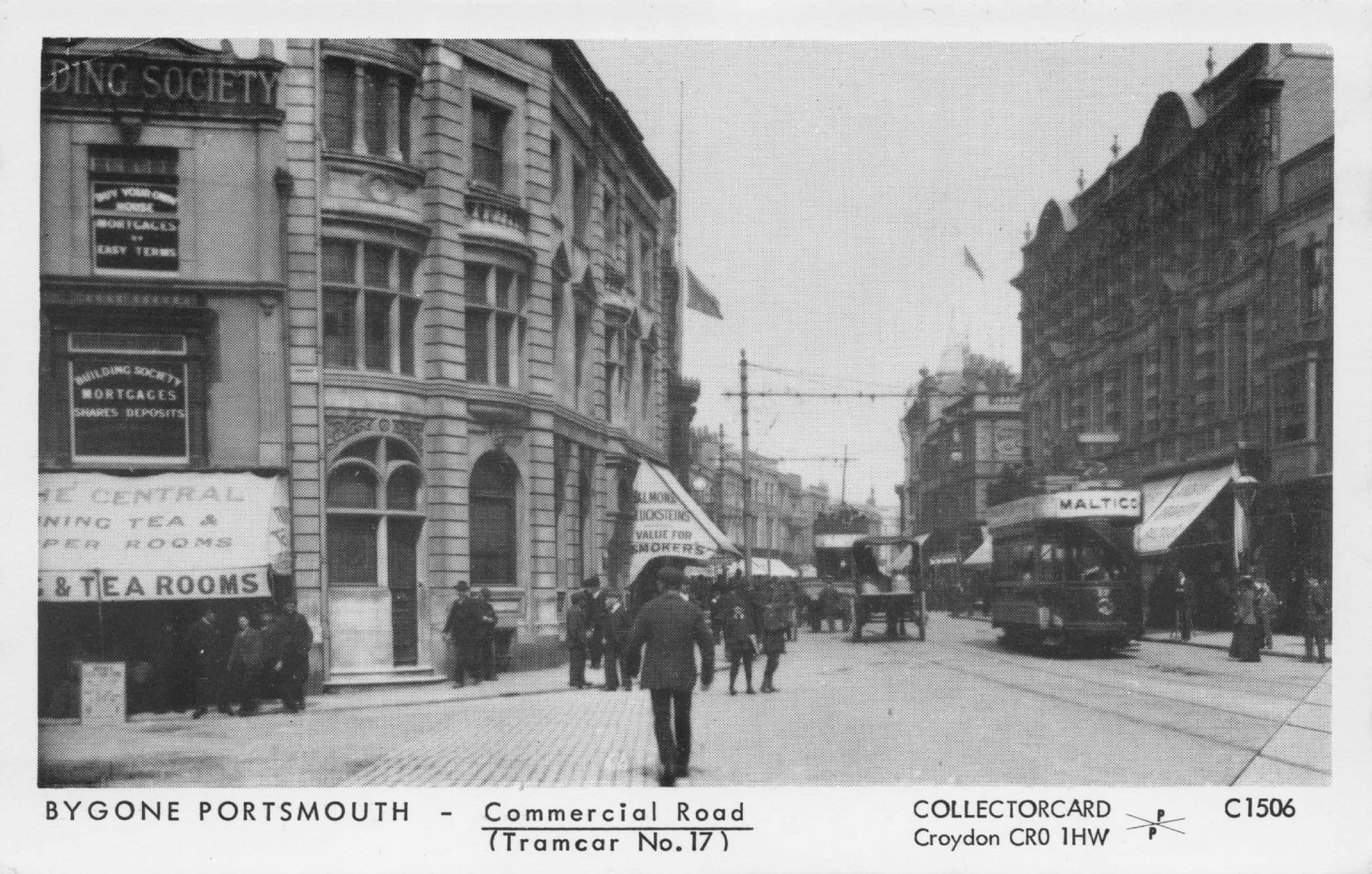 Tea Rooms Commercial Road Bus Trams Old Portsmouth Photo Postcard