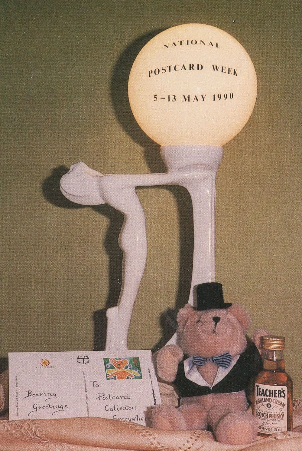 Teddy Bear Drunk On Teachers Scotch Whisky Advertising Postcard