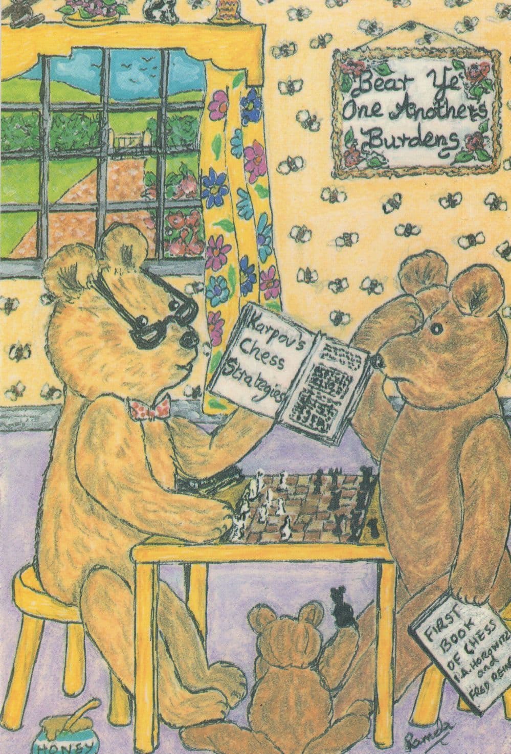 Teddy Bears Playing Chess Learn To Play Strategies Book Postcard