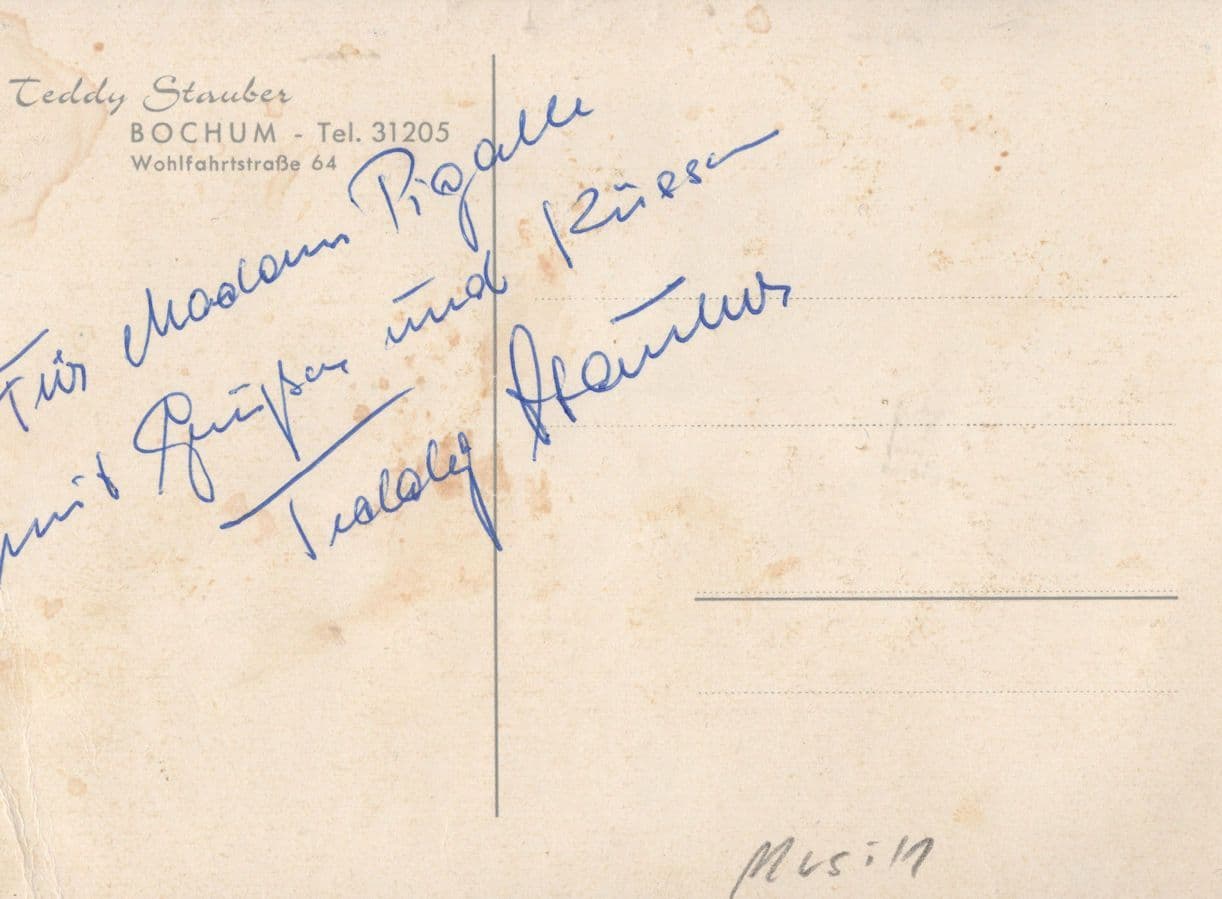 Teddy Stauber German Trombonist Jazz Band Hand Signed Postcard