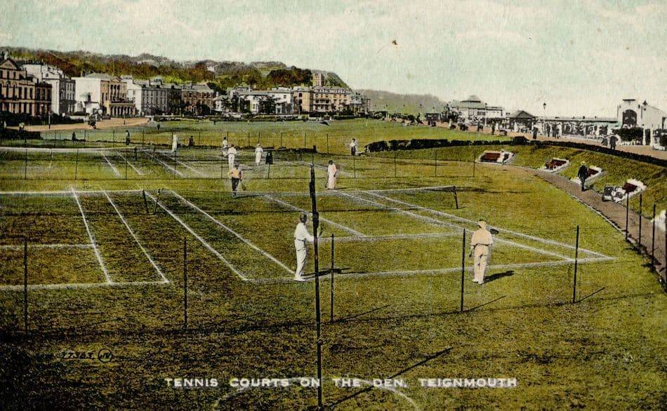 Teignmouth Tennis Courts On The Den Valentines Antique Postcard