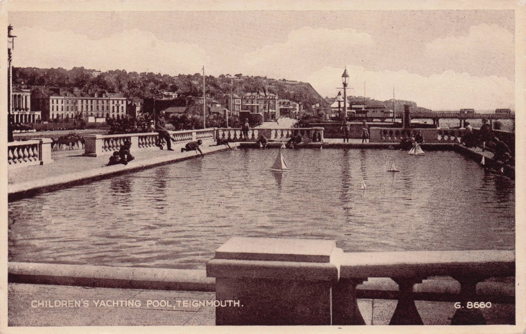 Teignmouth Yachting Model Boats Pool Devon Antique Postcard