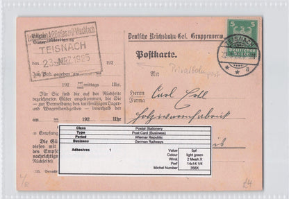 Teisnach German Train Railways 1925 Old Postal History Postcard