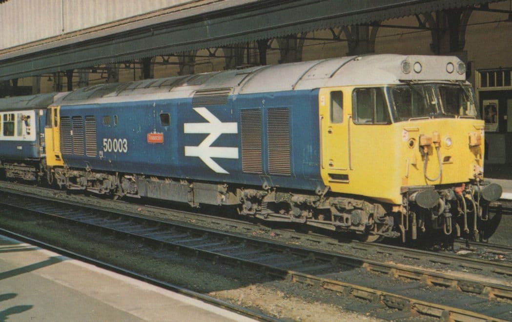 Temeraire 50 Class Train at Paddinton Paignton Exeter 1981 Postcard