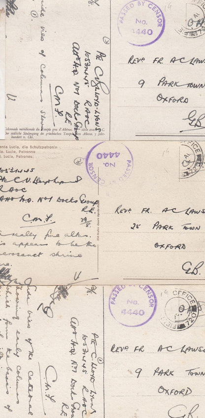 Temple D'Athens Santa Lucia Patronna 3x Military Posted Postcard s
