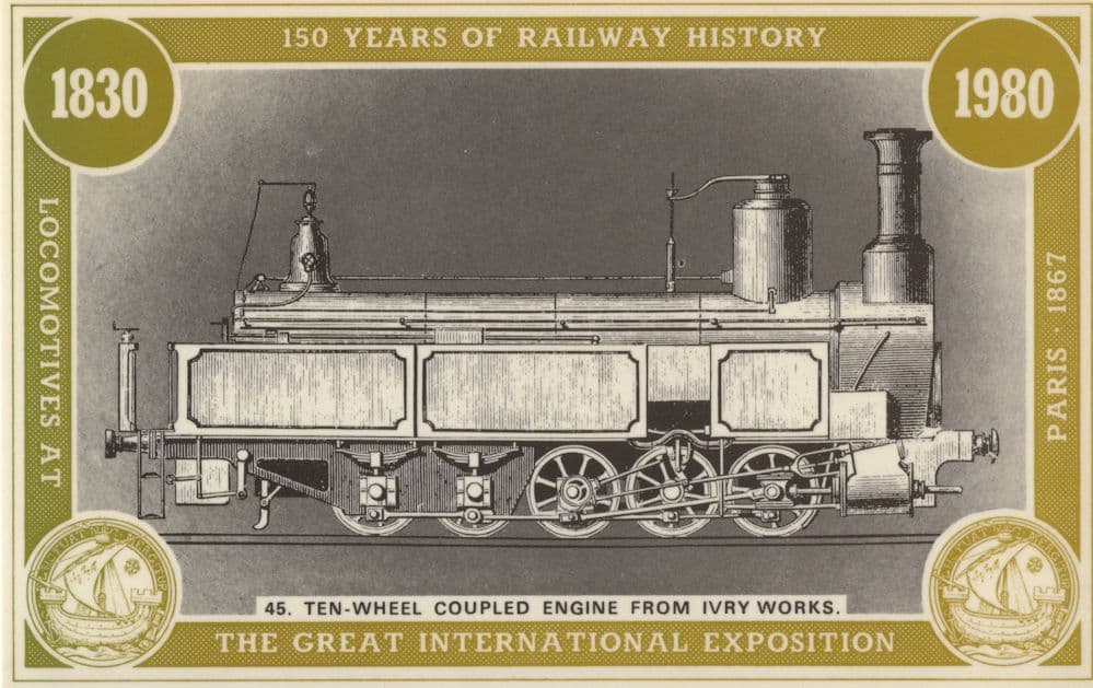 Ten Wheeled Coupled Engine Ivry Works Paris Exposition Train Postcard