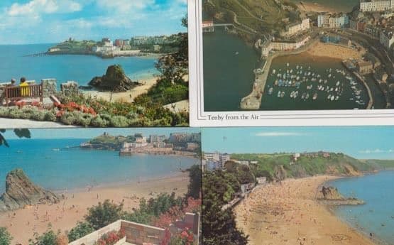 Tenby Croft Hotel Garden 1970s & Aerial 4x Postcard