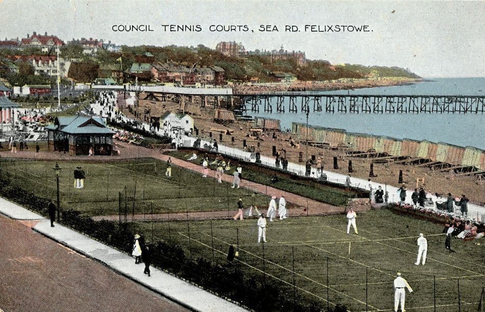 Tennis Courts Sea Road Felixstowe Suffolk Old Colour Postcard