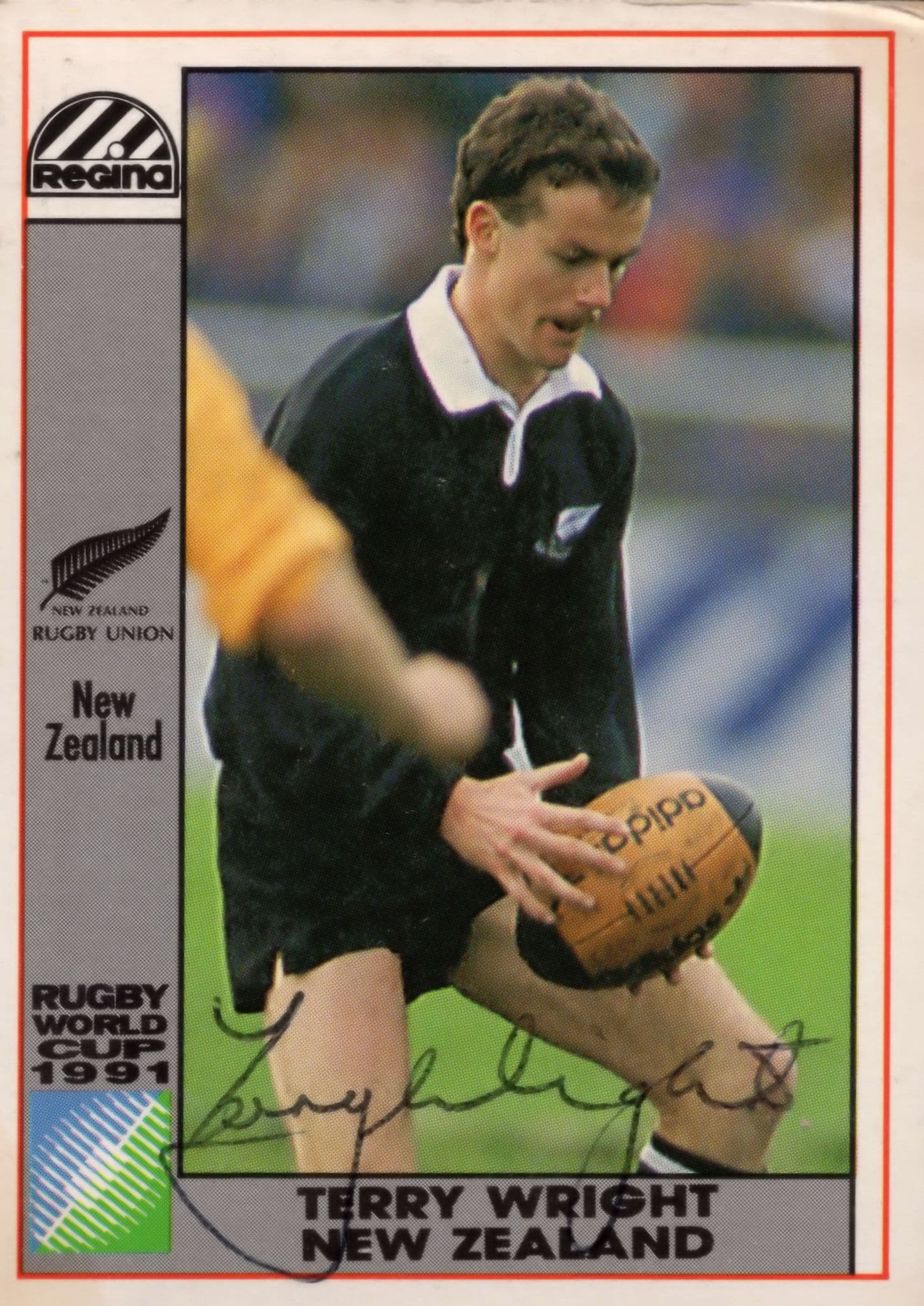 Terry Wright New Zealand Hand Signed Rugby 1991 World Cup Card Photo