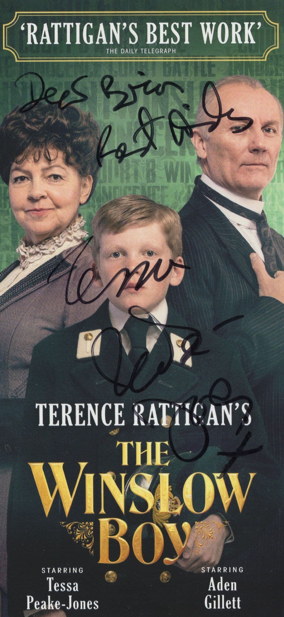 Tessa Peake Jones The Winslow Boy Hand Signed Theatre Flyer