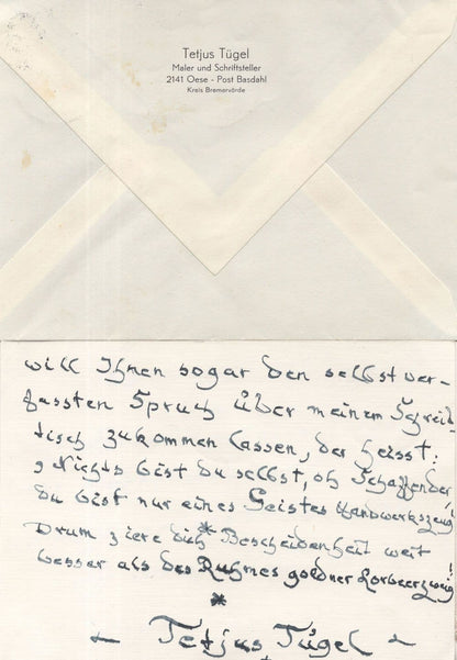 Tetjus Tugel German Painter Old Artist Official Hand Signed 2x Autograph Envelope