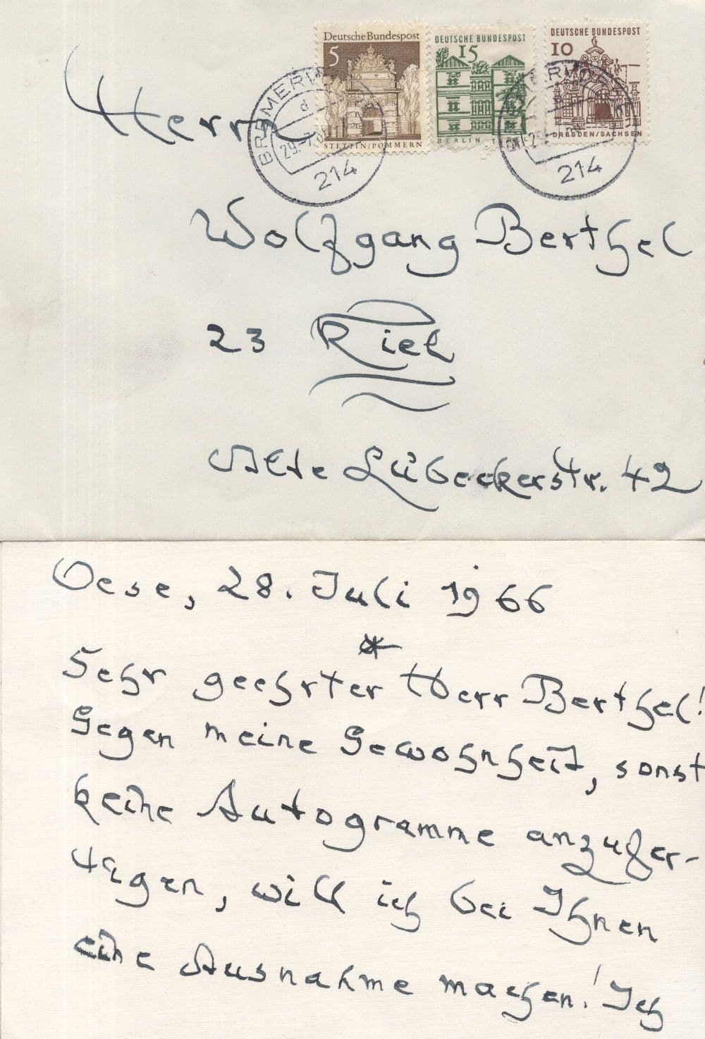 Tetjus Tugel German Painter Old Artist Official Hand Signed 2x Autograph Envelope