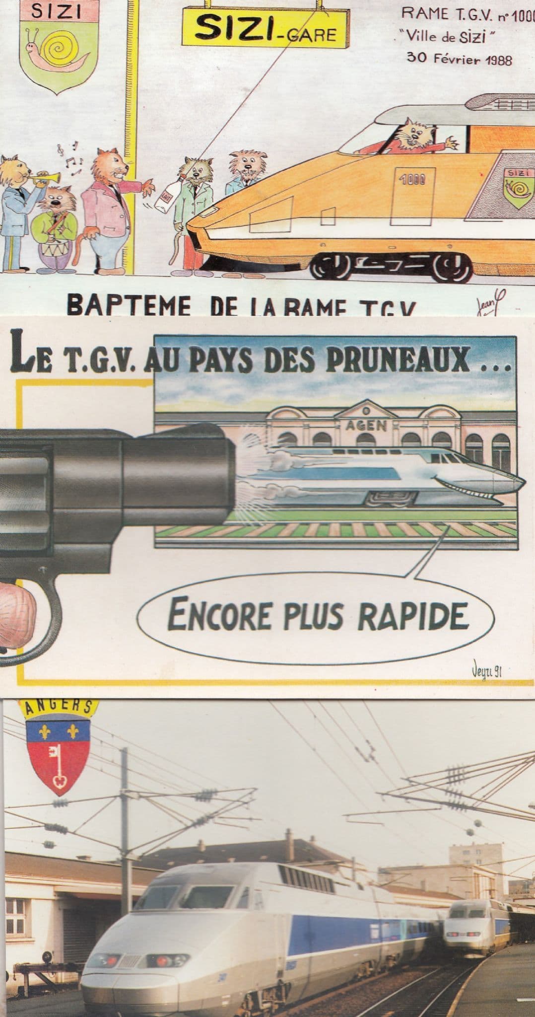 TGV France Comic Artist RPC Angers 3x Limited Edition of 300 Postcard s