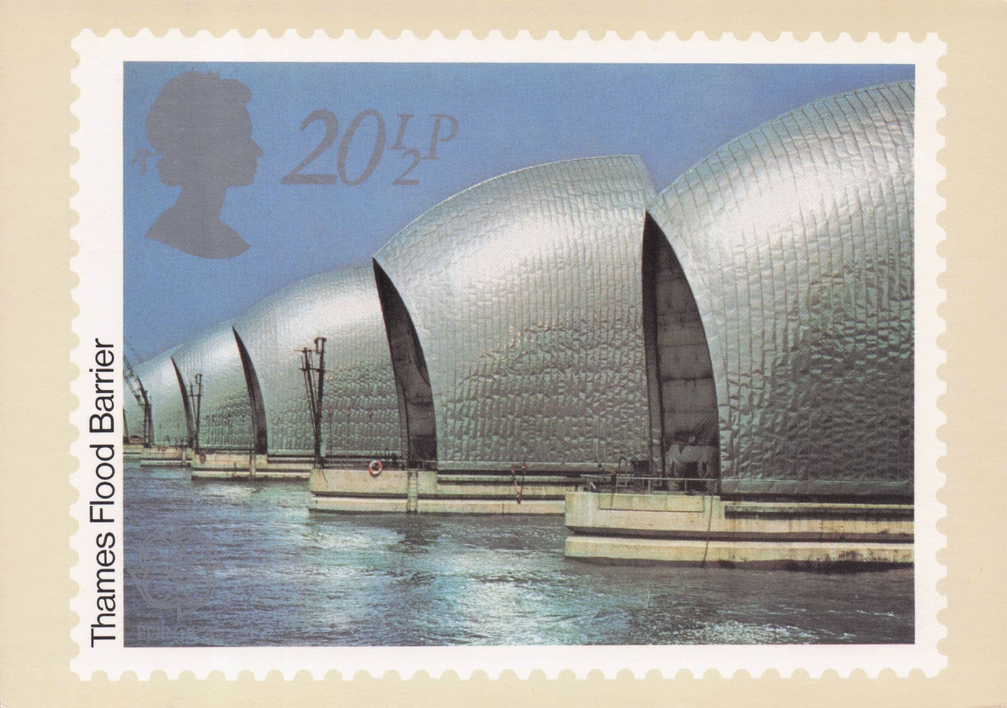 Thames Flood Barrier Stunning Painting Engineering Royal Mail London Postcard