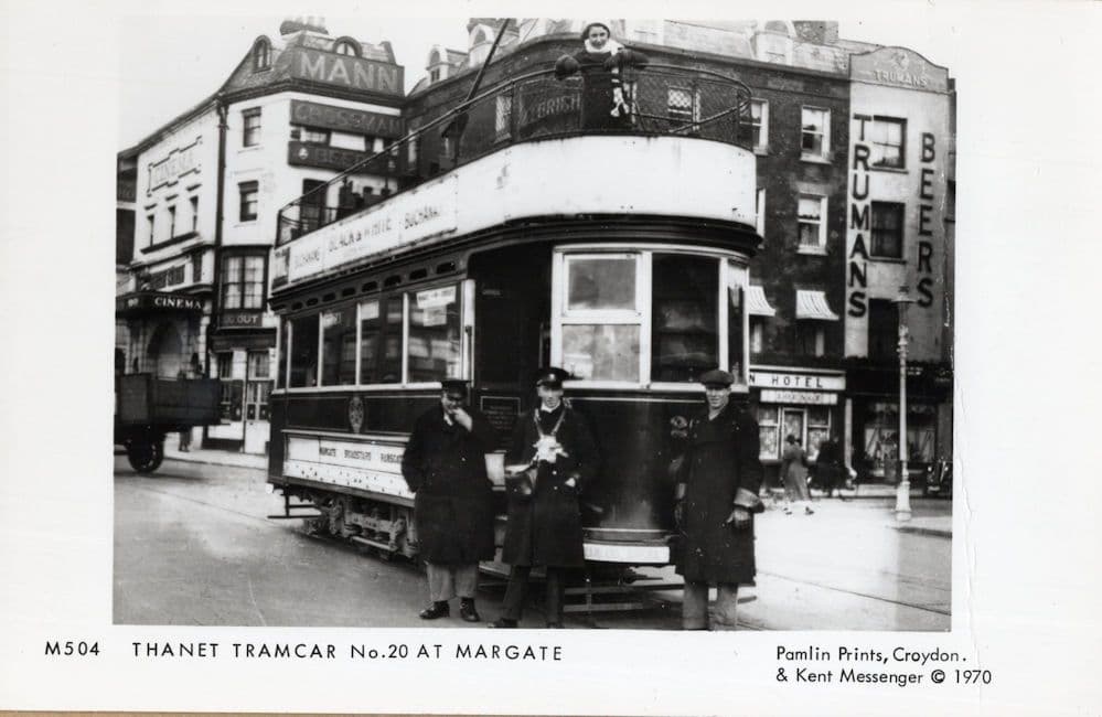 Thanet Tramcar at Margate Bus at Cinema Photo Postcard