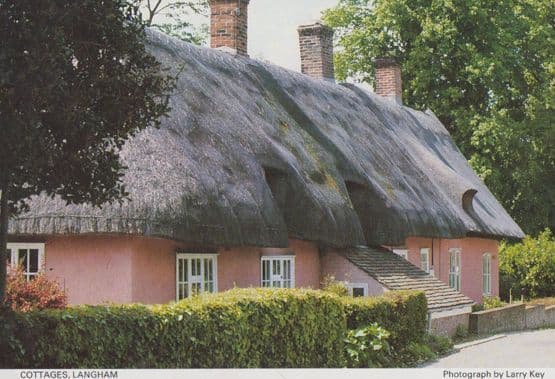 Thatched Period Cottages at Langham Essex Postcard