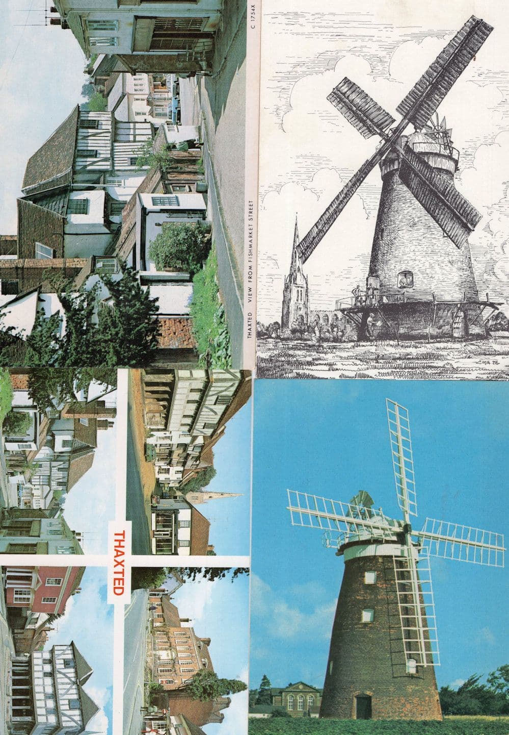 Thaxted Windmill Restoration Fund Fishmarket Street 4x Postcard s