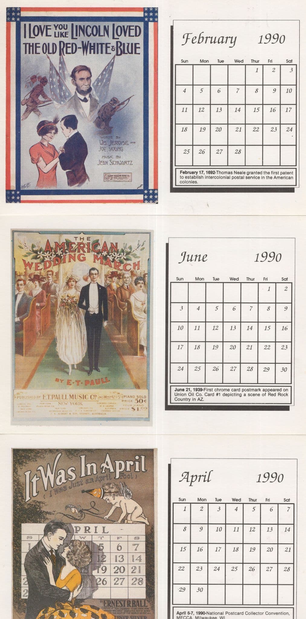 The American Wedding March Military President Lincoln 3x Postcard s