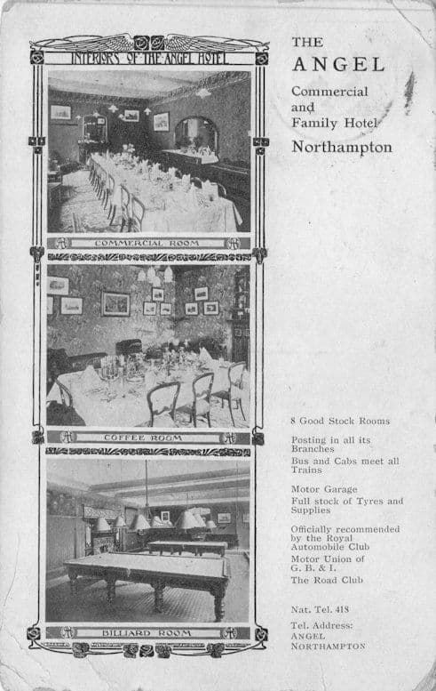 The Angel Hotel Northampton Antique Advertising Postcard