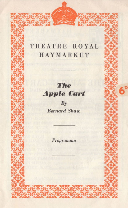 The Apple Cart Bernard Shaw Noel Coward As Actor London Theatre Programme