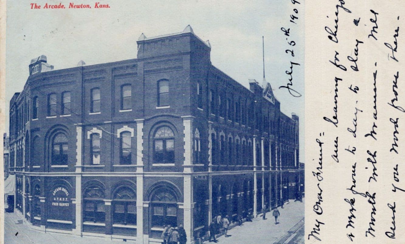 The Arcade Hotel Newton Kansas USA Old Postcard