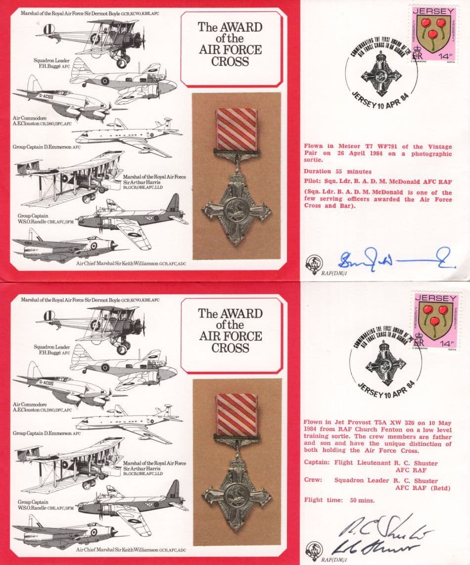 The Award Of The Air Force Cross Lieutenant Shuster RAF 2x Hand Signed FDC s