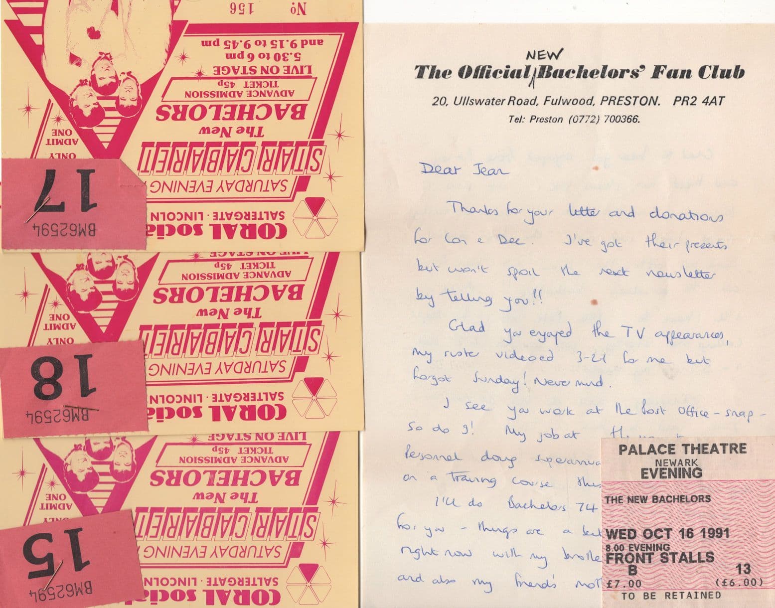 The Bachelors Concert Ticket Signed Letter Ephemera Bundle