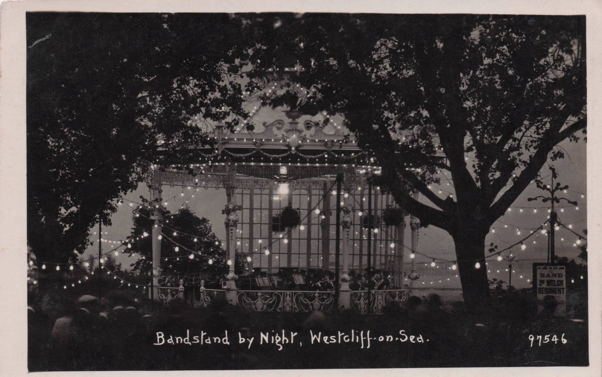 The Bandstand At Night Westcliffe On Sea Essex RPC Old Postcard