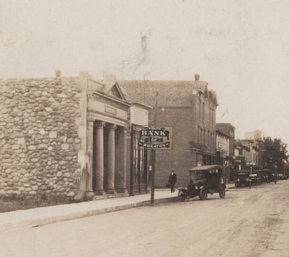 The Bank Of Wheaton West Main Street & Clock Sign USA Postcard