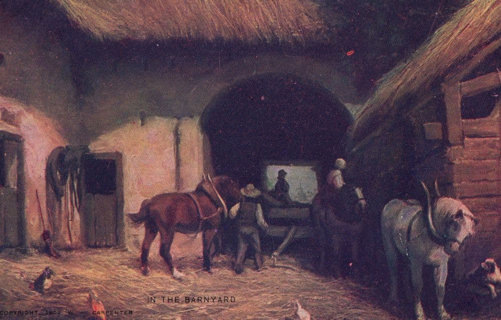 The Barnyard Farming WP Carpenter Antique Painting Postcard