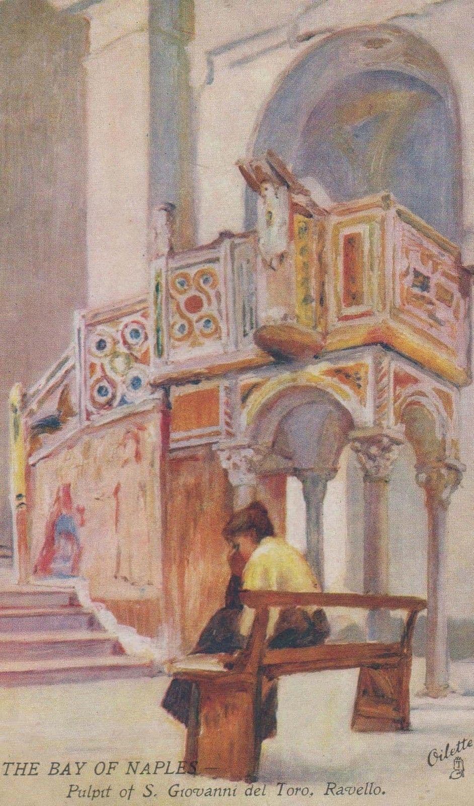 The Bay Of Naples Tucks Oilette Giovanni Pulput Ravello Antique Postcard