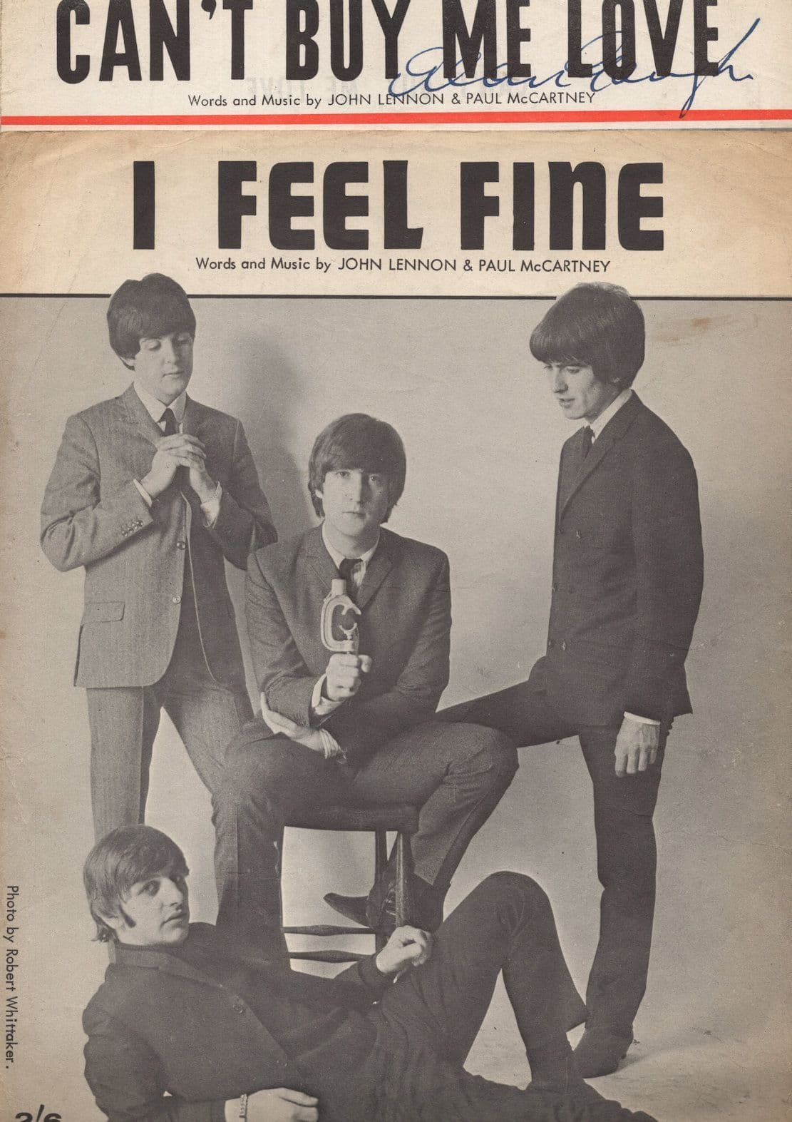 The Beatles I Feel Fine Can't Buy Me Love 2x Rare Sheet Music Please Read