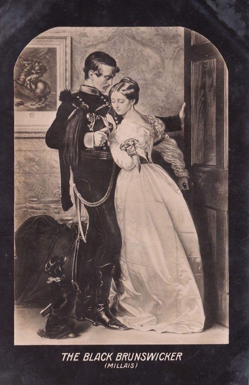 The Black Brunswicker John Millais Antique RPC Painting Postcard