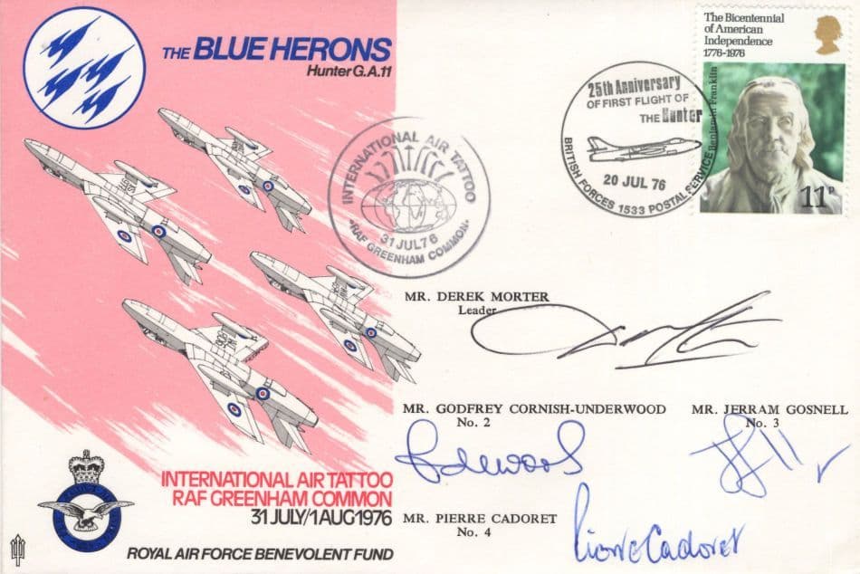 The Blue Herons Amazing RAF Greenham Common Air Display 5x Hand Signed 1974 FDC