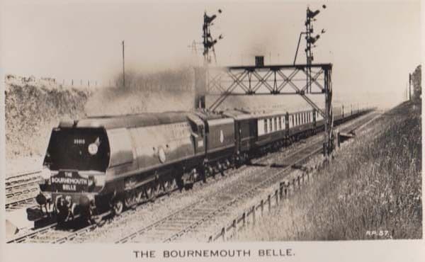 The Bournemouth Belle 35015 Train  near Basingstoke Station Real Photo Postcard