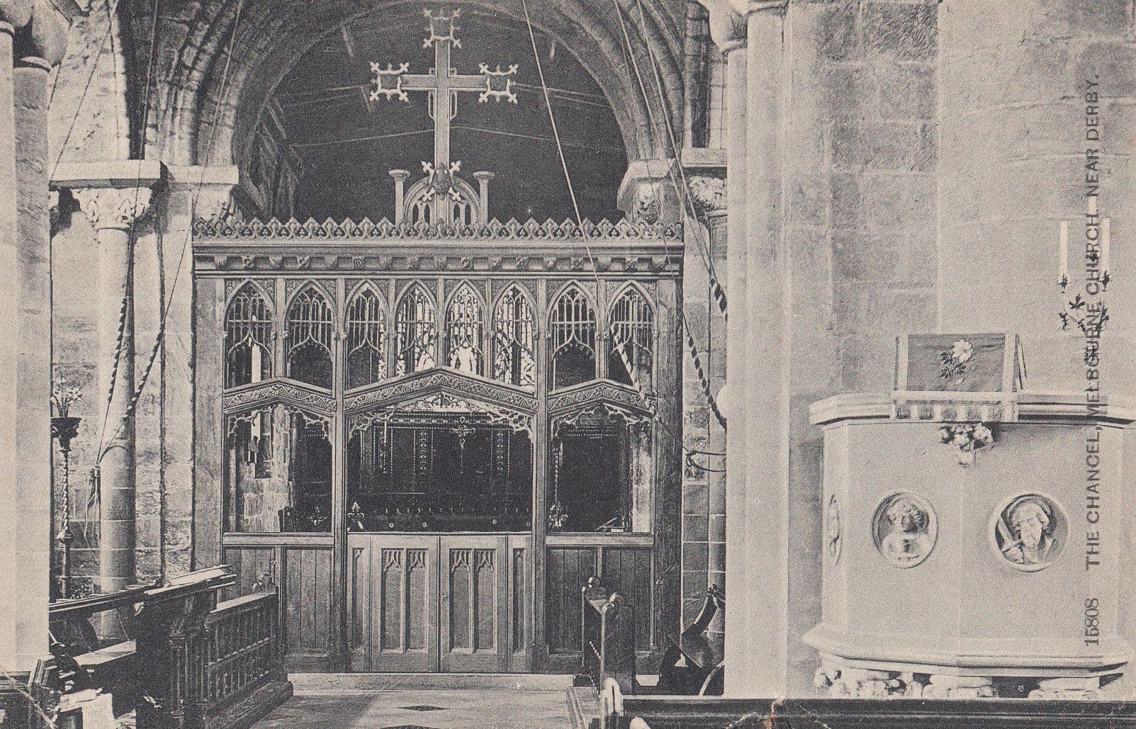 The Chancel Melbourne Church Derby 1905 Antique Postcard