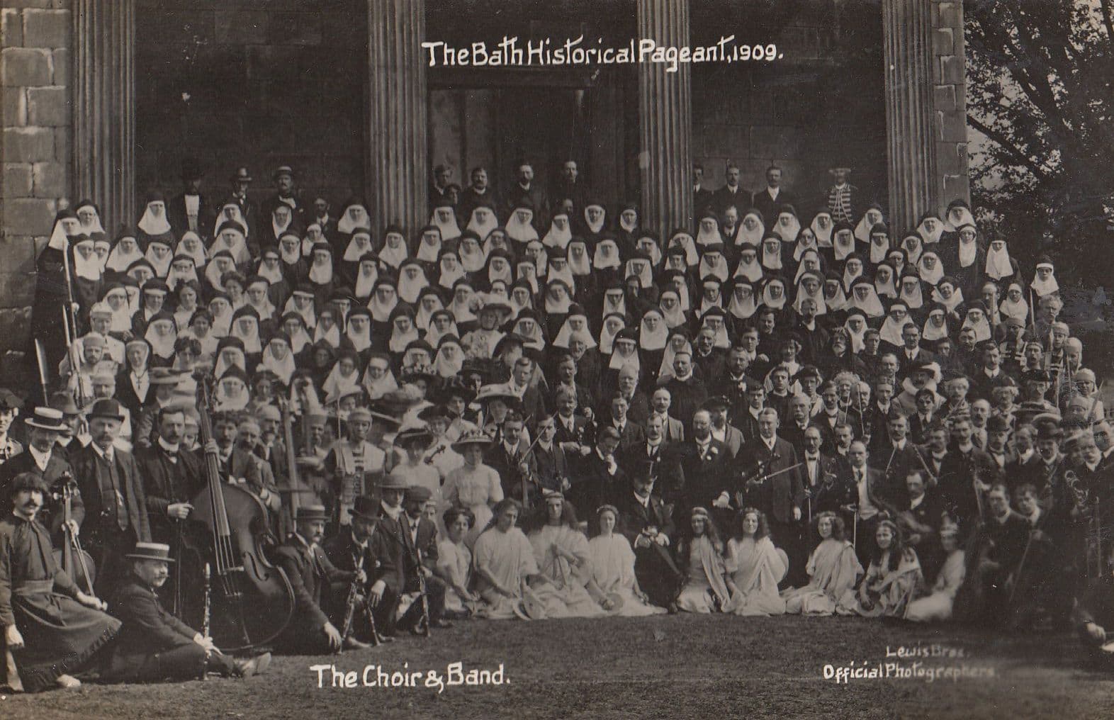 The Choir & Band Giant Nun Nuns Group Photo 1909 Bath Pageant Old RPC Postcard