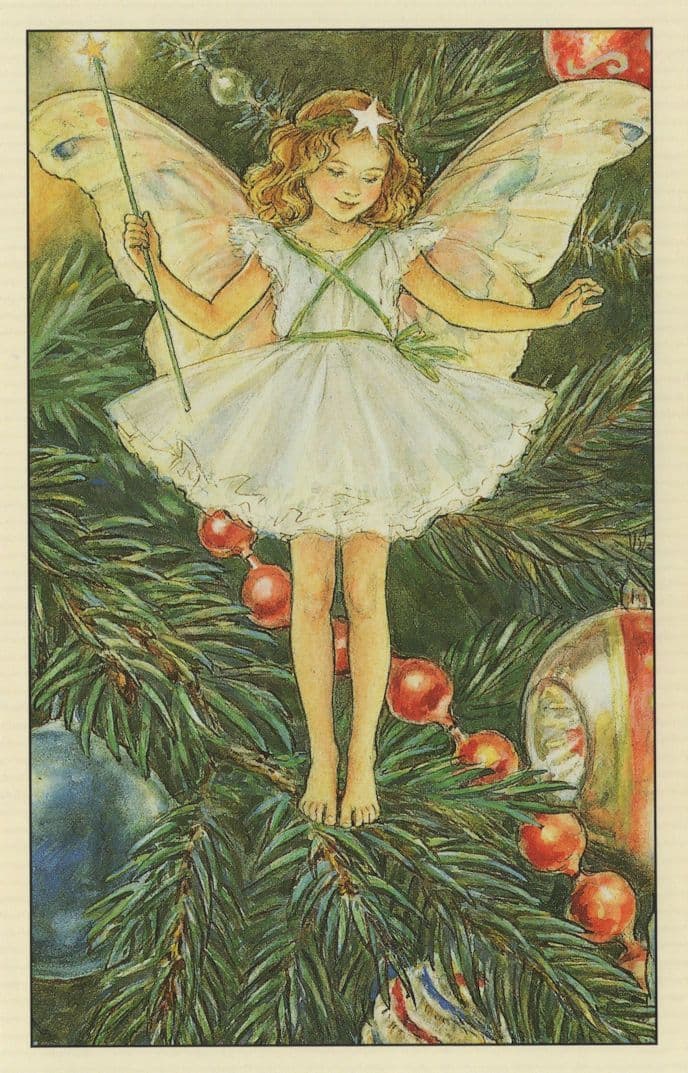 The Christmas Tree Flower Fairy Old Book Illustration Postcard