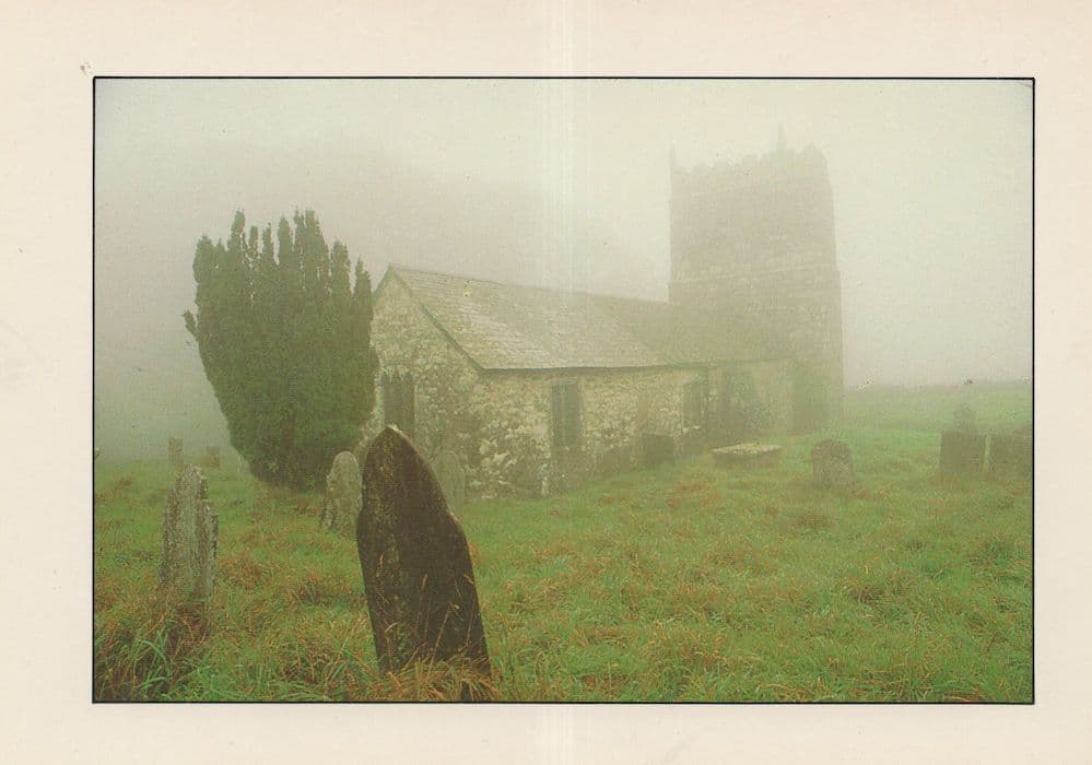 The Church Of St Bartholomew Warleggan in Mist Postcard