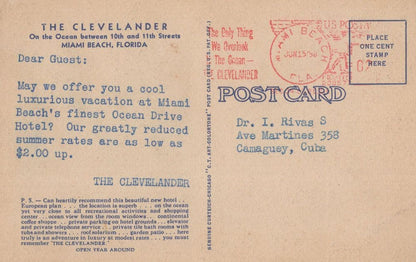The Clevelander Miami Beach Florida Antique Advertising Postcard