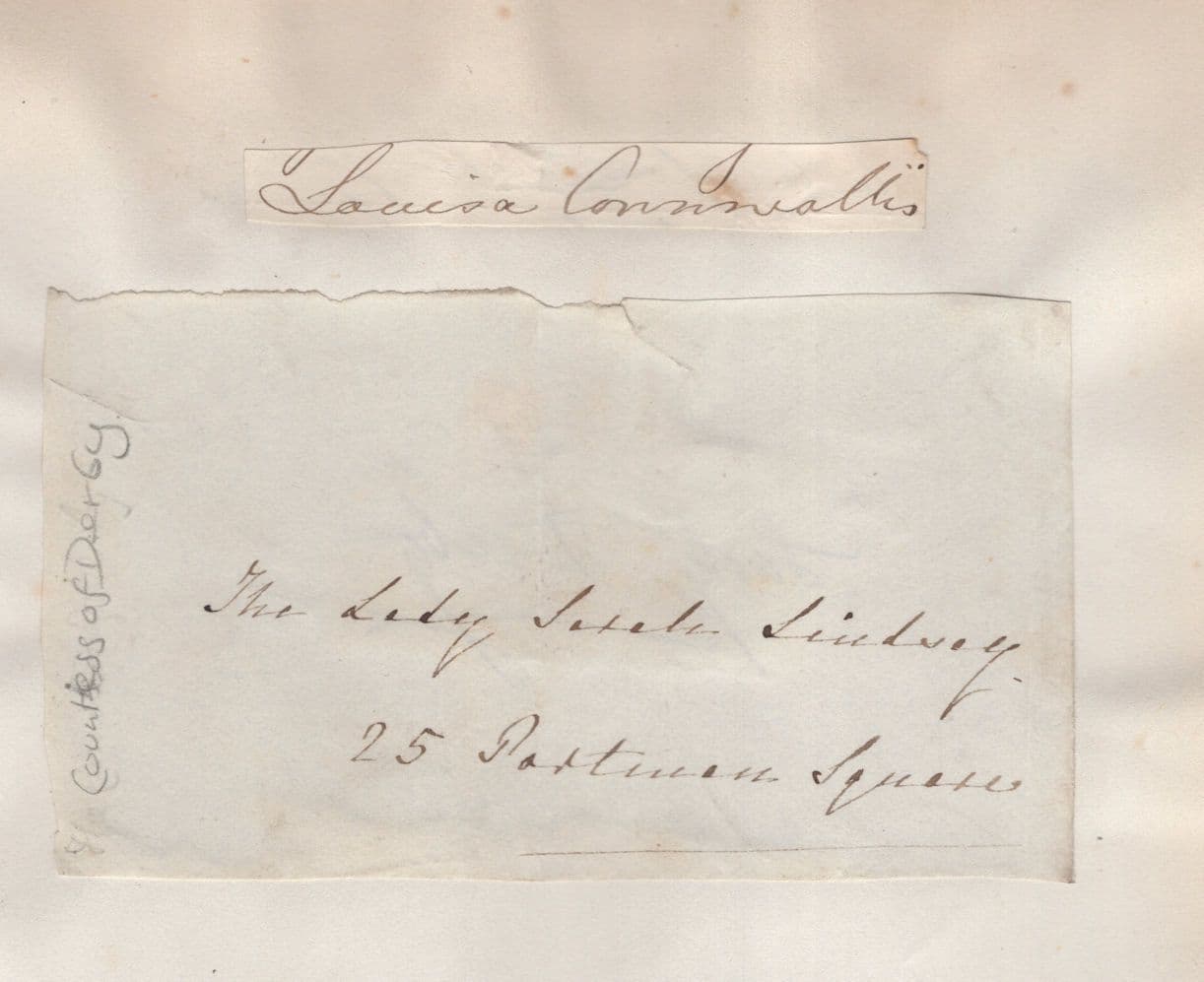 The Countess Of Derby Antique Victorian Hand Signed Autograph
