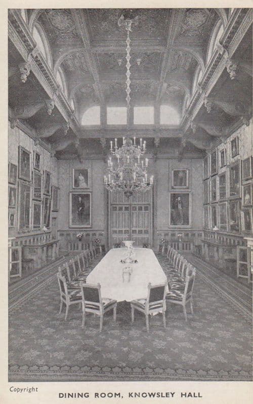 The Dining Room Knowsley Hall Lancashire Old Postcard