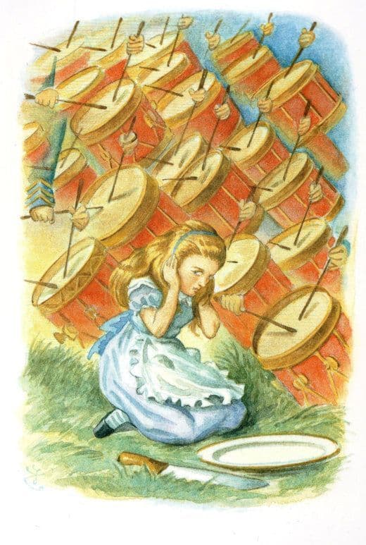 The Drums Banging Drummers Alice Through The Looking Glass Book Postcard