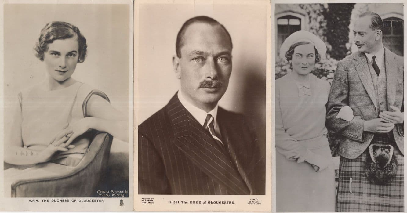 The Duke & Duchess Of Gloucester 3x Old Royal Postcard s