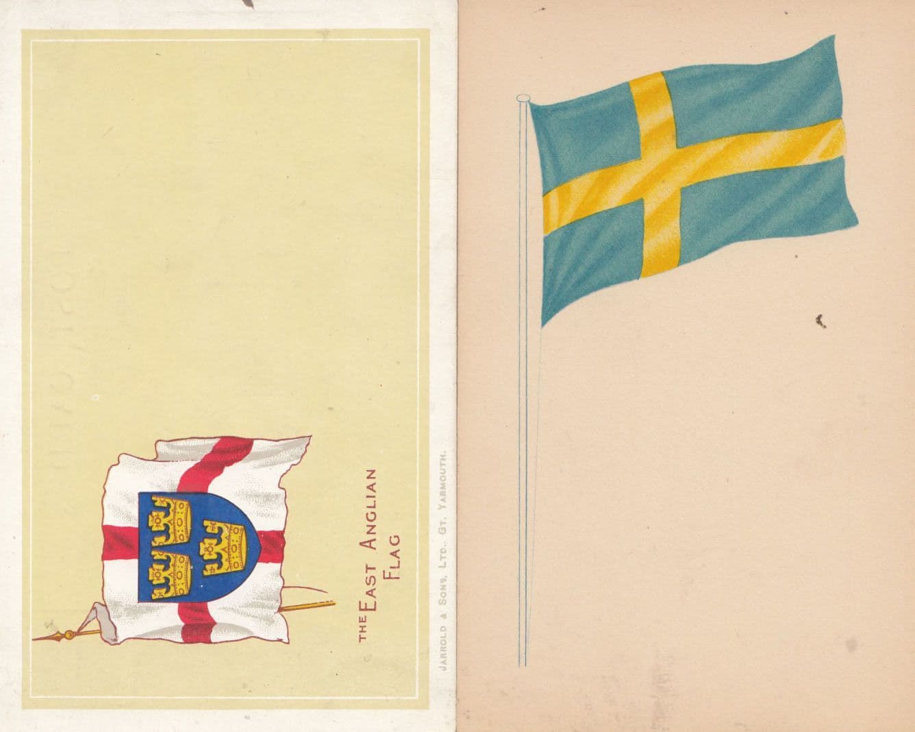 The East Anglian Essex Suffolk Military Flag 2x Antique War Postcard s